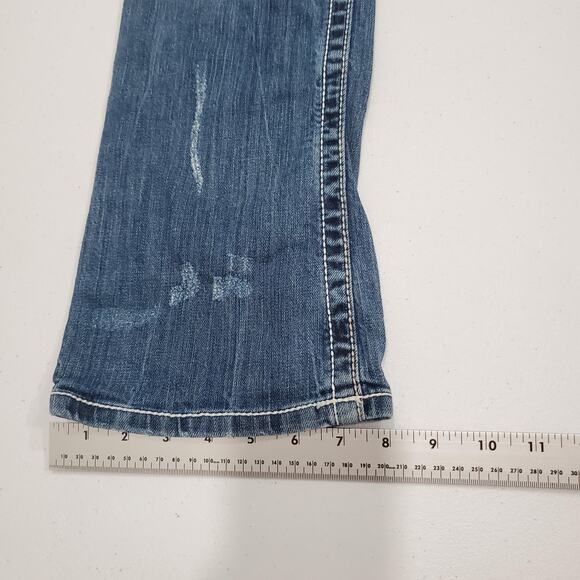 Y2K BKE Stella Jeans Low Rise Womens 30L Long Blue Slim Boot Bootcut Distressed - Picture 7 of 13